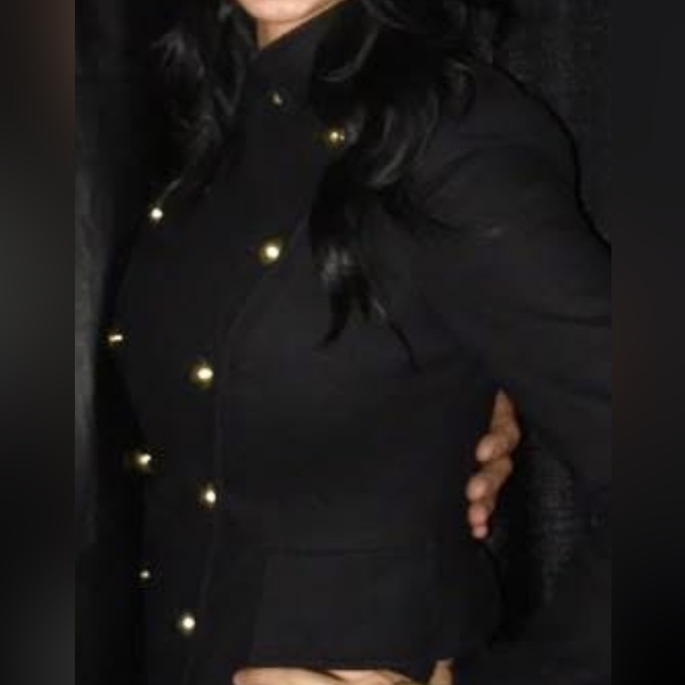 Black wool jacket gold button detail - Picture 3 of 11